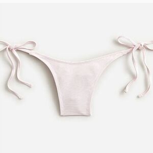 New J.Crew Ribbed Curved-Waist Cheeky String Bikini Bottom in Light Pink NWT